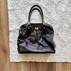 Coach Kristen Black Leather Pleated Satchel Purse